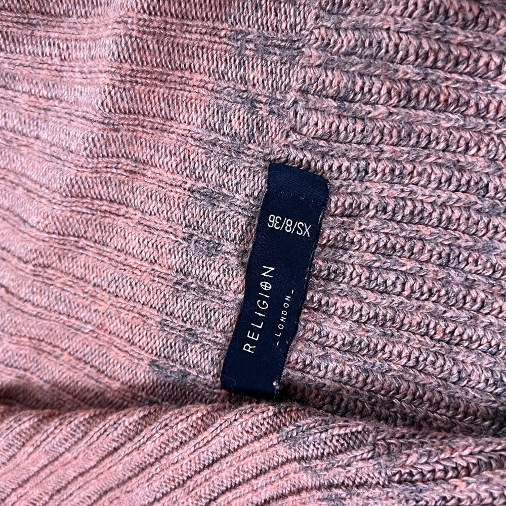 Religion London Terracotta Knit Cowl Neck Open Cardigan XS oversized neutral - Picture 3 of 8